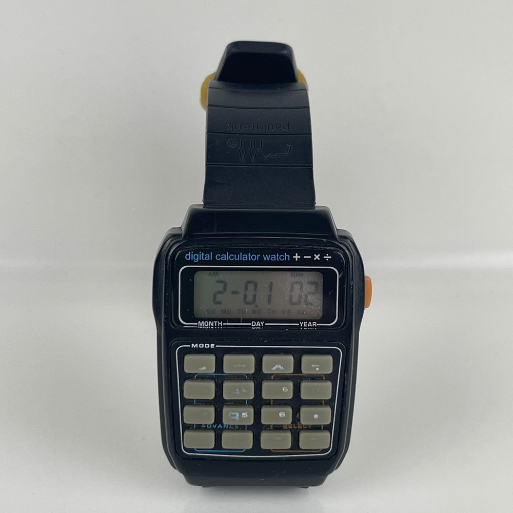 Paul Frank Retro Tech Digital Calculator Watch Black Nerdcore Geek Chic Y2K Read